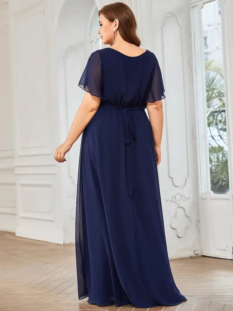 Robe Grande Taille Longue en Mousseline de Soie