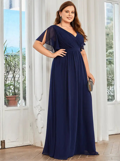 Robe Grande Taille Longue en Mousseline de Soie