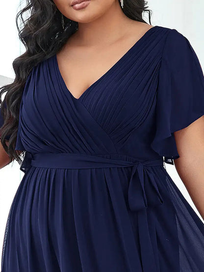 Robe Grande Taille Longue en Mousseline de Soie