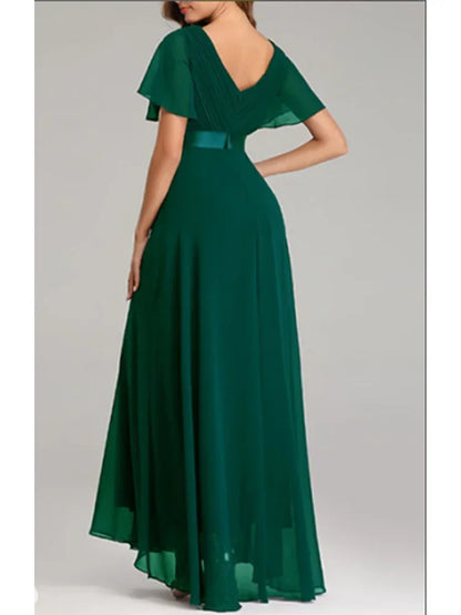 Robe Grande Taille Verte en Mousseline de Soie