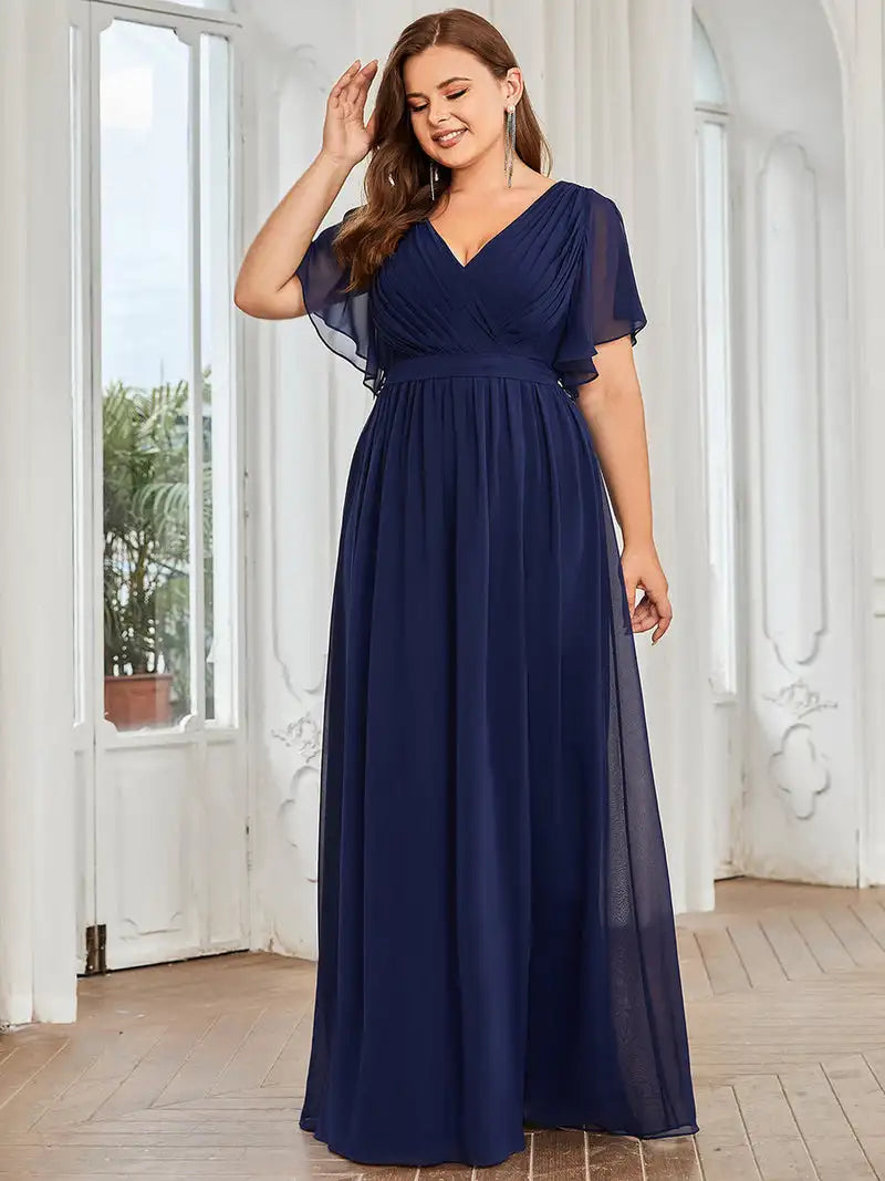 Robe Grande Taille Longue en Mousseline de Soie